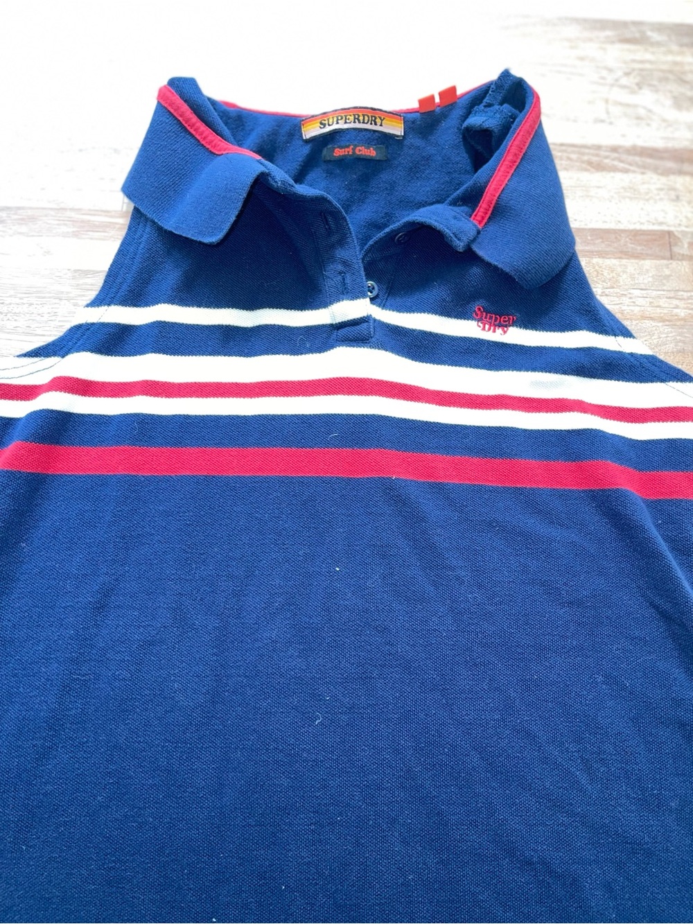 Superdry Women’s size 8 Navy Polo with Red and White Stripes Polo Dress